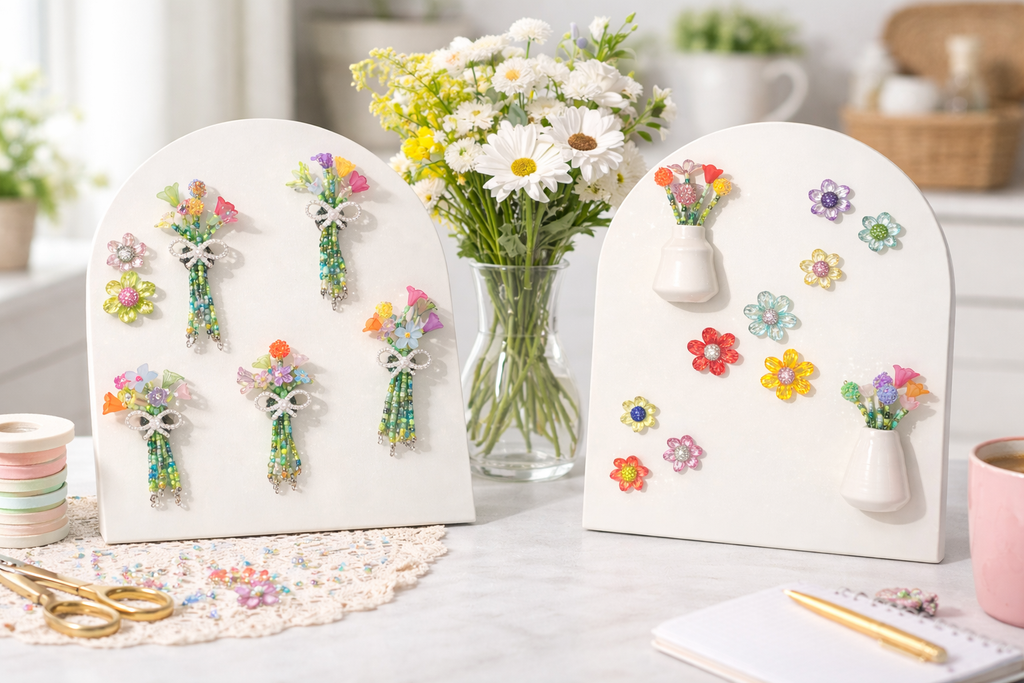 🌸 Beaded Flower Magnet Display Set